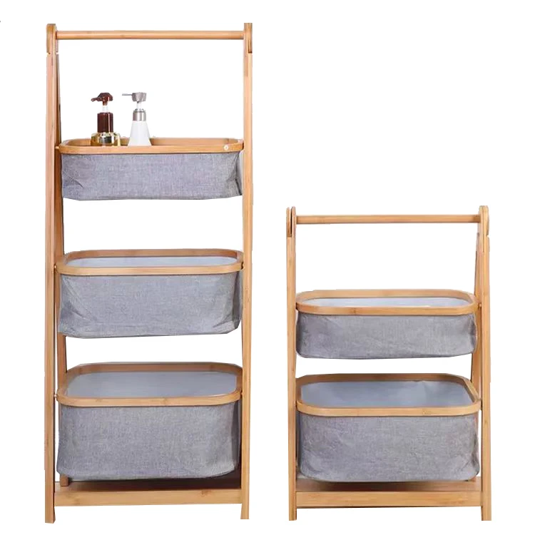 Durable Bamboo Folding Storage Laundry Hamper Home Life Laundry Storage Rack 3 Tier Foldable Laundry Basket
