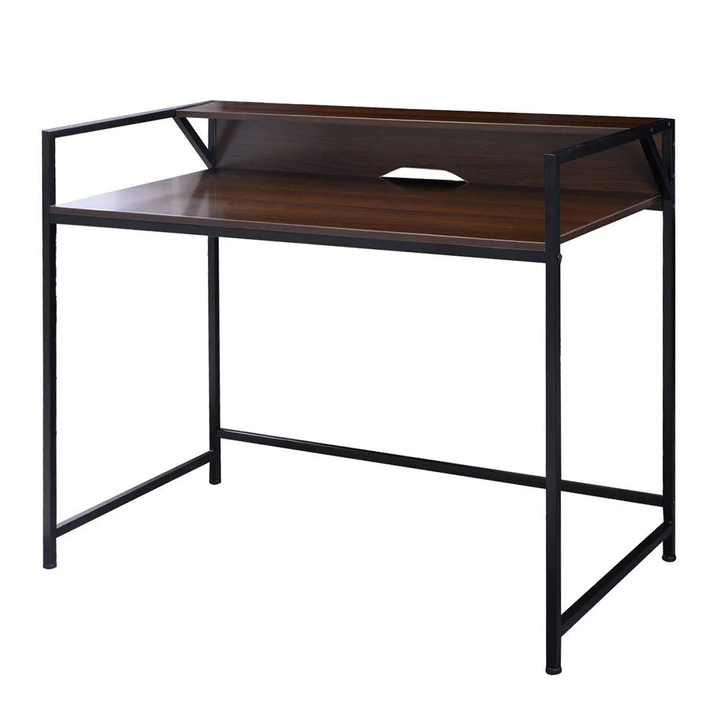 Industrial Style Office Desk Sitting Room PC Laptop Table with Bookcase