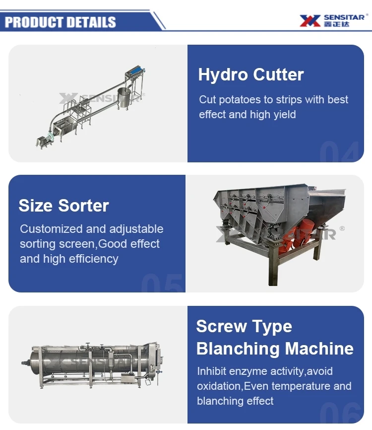 Potato Chips Line Automatic Industrial Frozen French Fries Production Line Frozen French Fries Making Machine