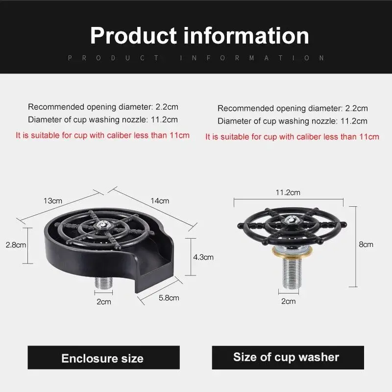 Automatic Cup Washer Kitchen Tool Cup Washing Glass Kitchen Sink Rinser Abs+stainless Steel Stainless Steel Songbai Modern Black