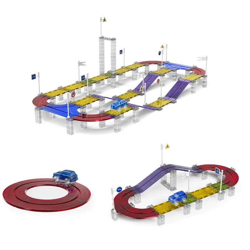 5/9/36PCS Factory Magnetic Track Electric Led Car Race Set STEM Building Block Puzzle Toys for Children Educational Toddlers