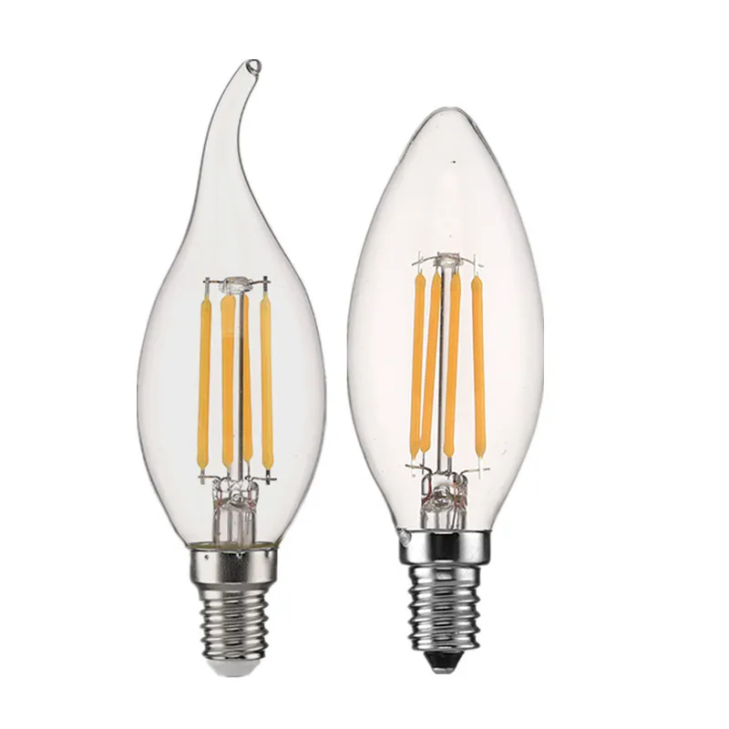led filament bulb 12V 24VDC C35 2W 4W 6W E14 led candle lighting bulbs