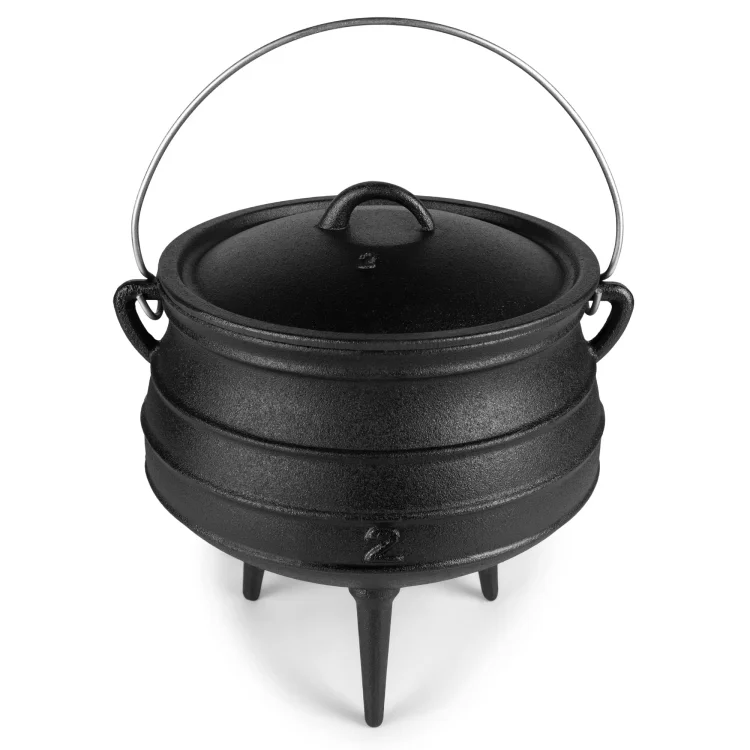 Customized South Africa Pre-seasoned Cauldron Camping Cookware Cast Iron Three Legged Potjie Pot