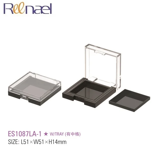 Deluxe 2g 4g 5g cosmetic packaging square blusher case with clear lids eye shadow jar