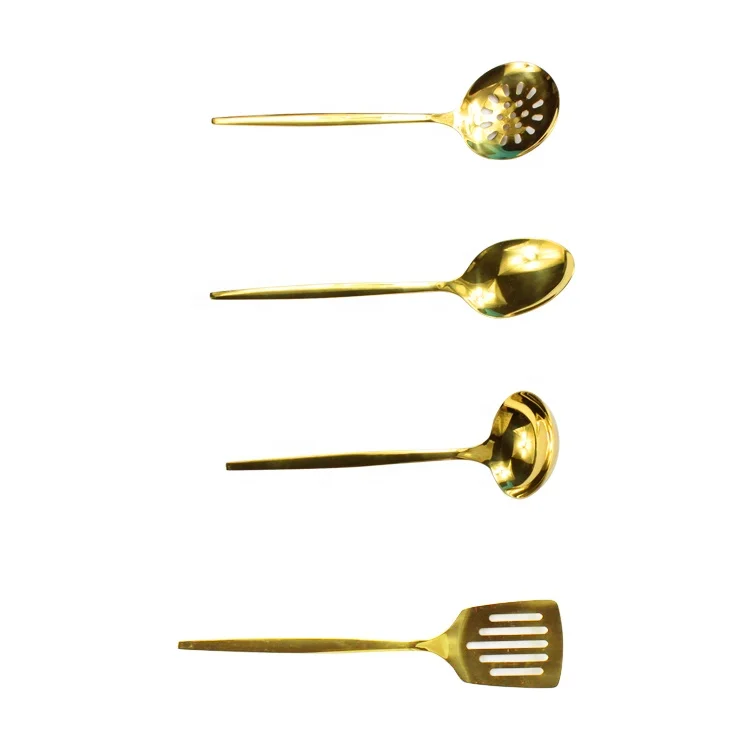 12 PCS Soup Ladle Spatula Gold Cooking Buffet Serving Kitchen Utensils Cheap Kitchen Tool Set
