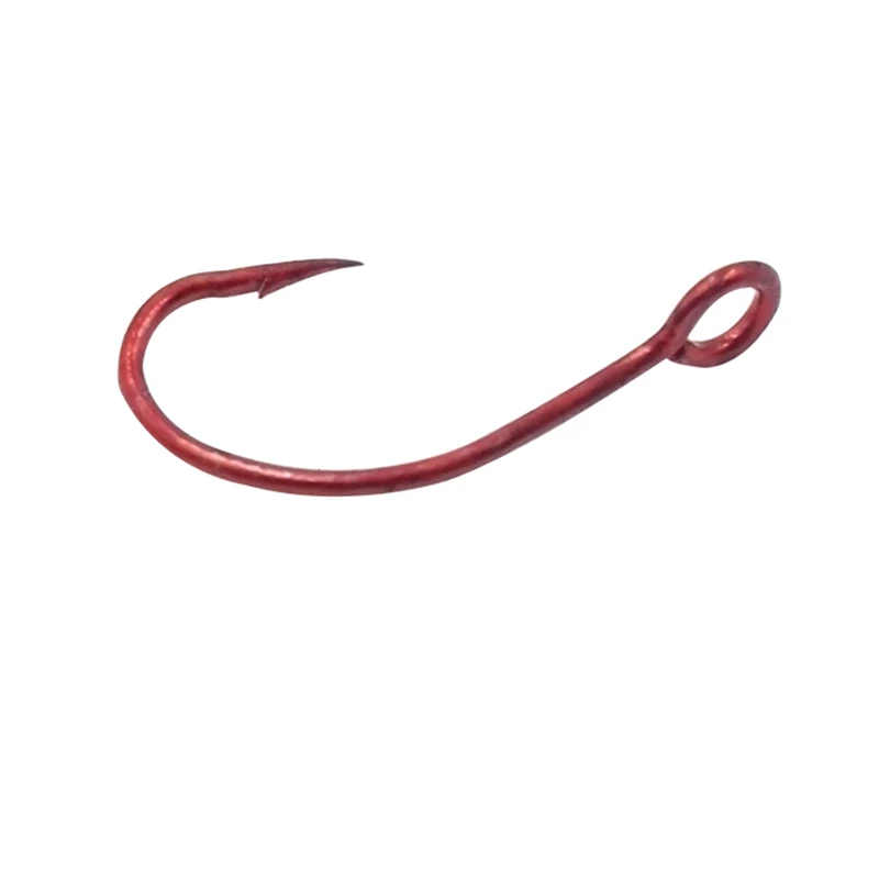 OUTKIT 20pcs High Carbon Steel Fishing Red Single Hook With Ring Fish Hooks For Lure Spoon