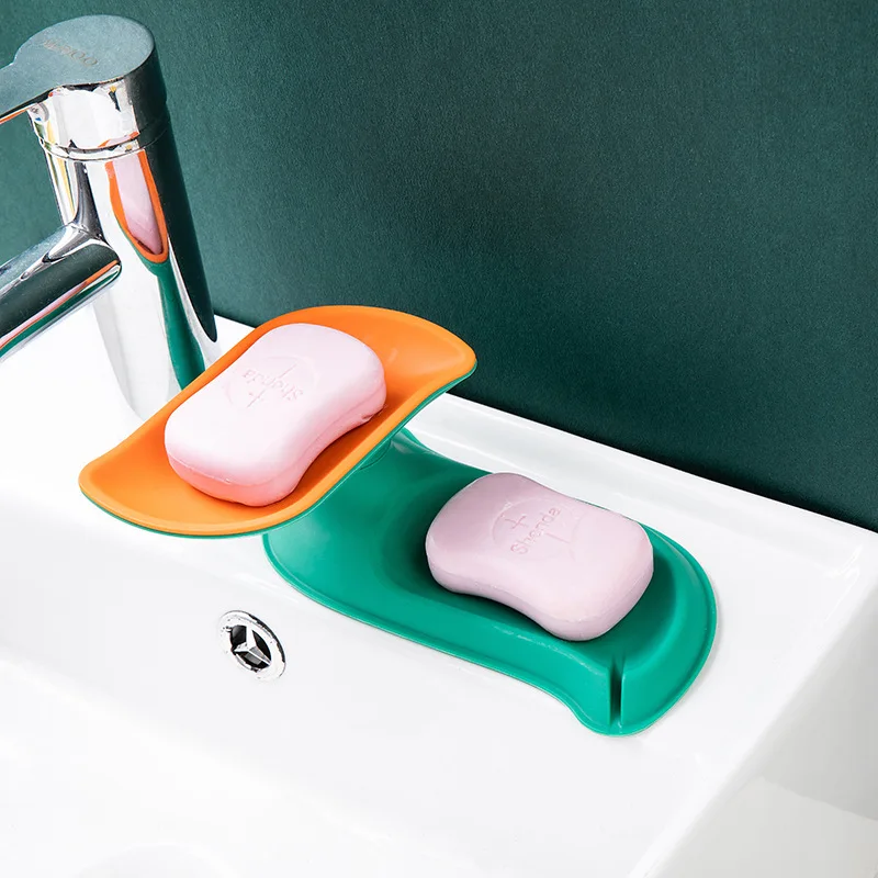 2021 New Drain Rotary Soap Boxes Household Items Bathroom Tools Plastic Creative Double Layers Soap Storage Rack With Drain Hole