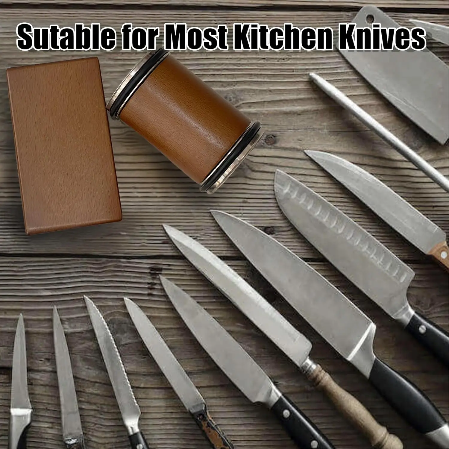 Rolling Double-sided Knife Sharpener Fixed Angle Knife Sharpener Kit Circular Rolling Knife Sharpener Solid Wood Grinding Tool