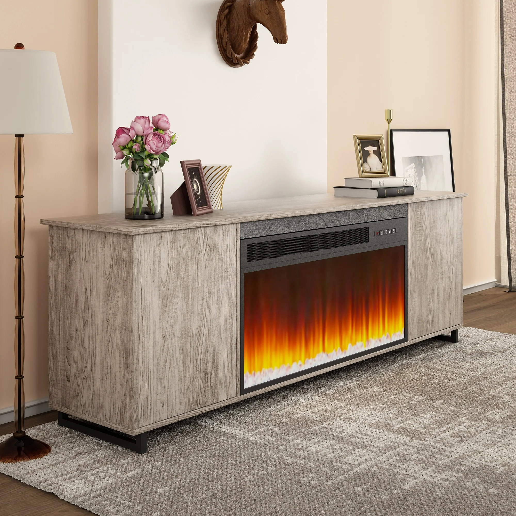 Modern Living Room Furniture TV Stand Cabinet with Fireplace Luxury TV Stand  JHD24-70