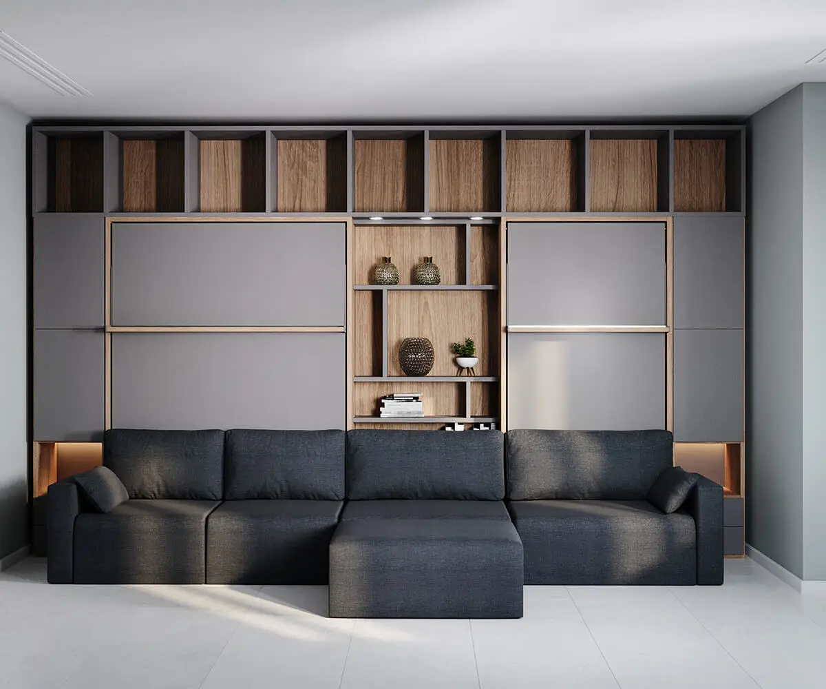 Space Saving Home Furniture queen size double wall bed folding murphy bed