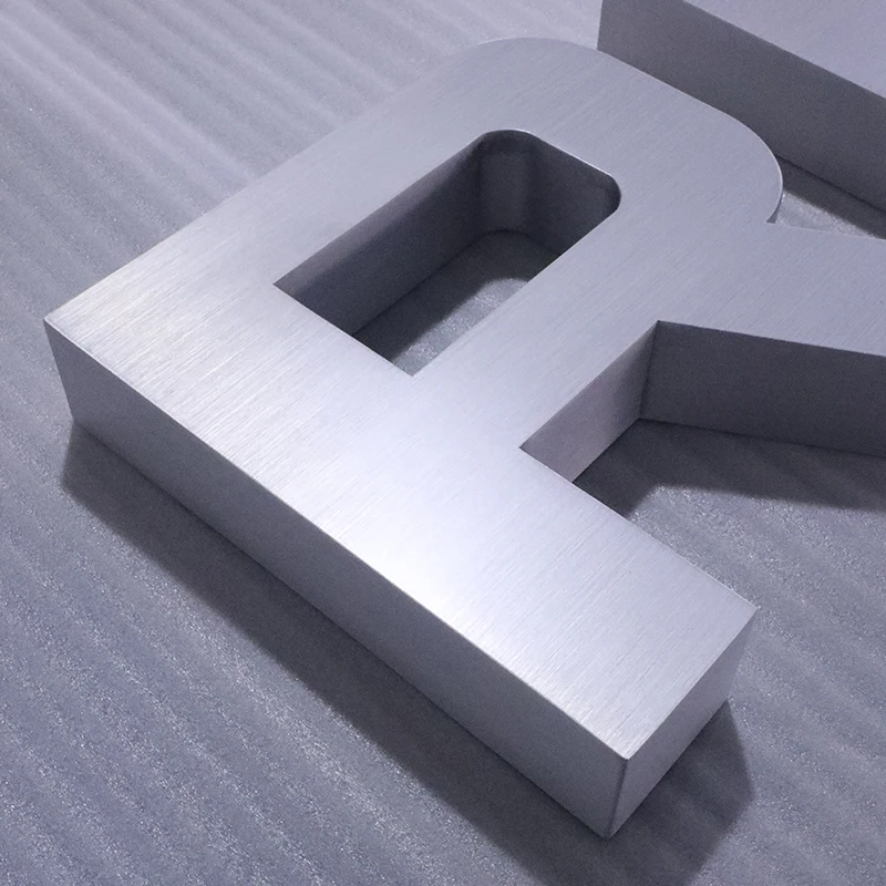 Customized Fabricate Metal Channel Letter Brushed Aluminum Dimensional Letters Metal Fabricated Letter with Studs