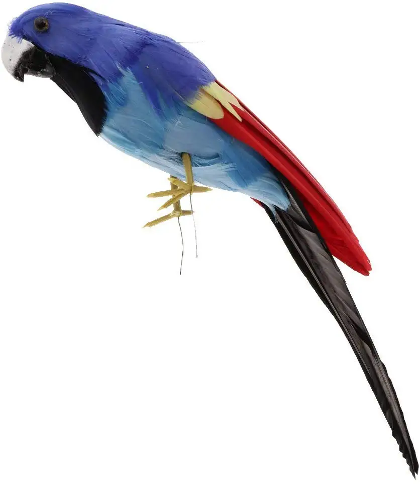 Decorative Feather Parrot Model Artificial Bird Statue Macaw Figurine Fancy Dress Props Home Park Garden Tree Ornament Decor #H