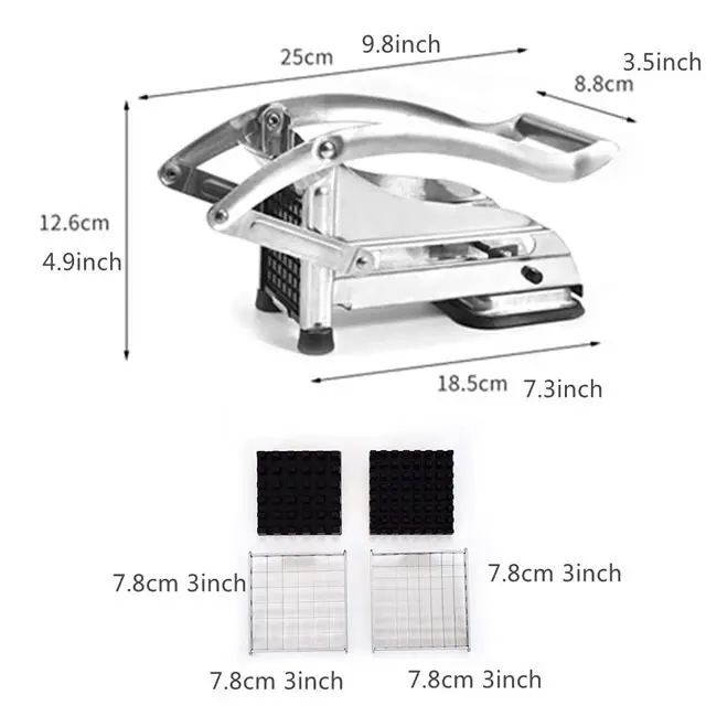 Hot Sale Home Kitchen Manual Stainless Steel Potato Onion Slicer Machine Chip Chopper French Fry Chipper Fruit Cutter