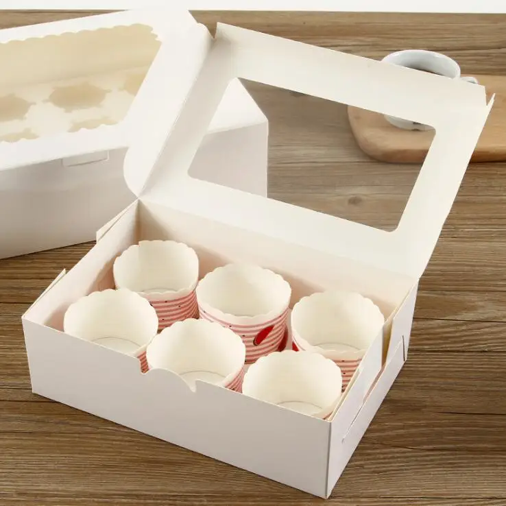 Disposable biodegradable mini nude color kraft paper personalized cake pastry dessert boxes with lid