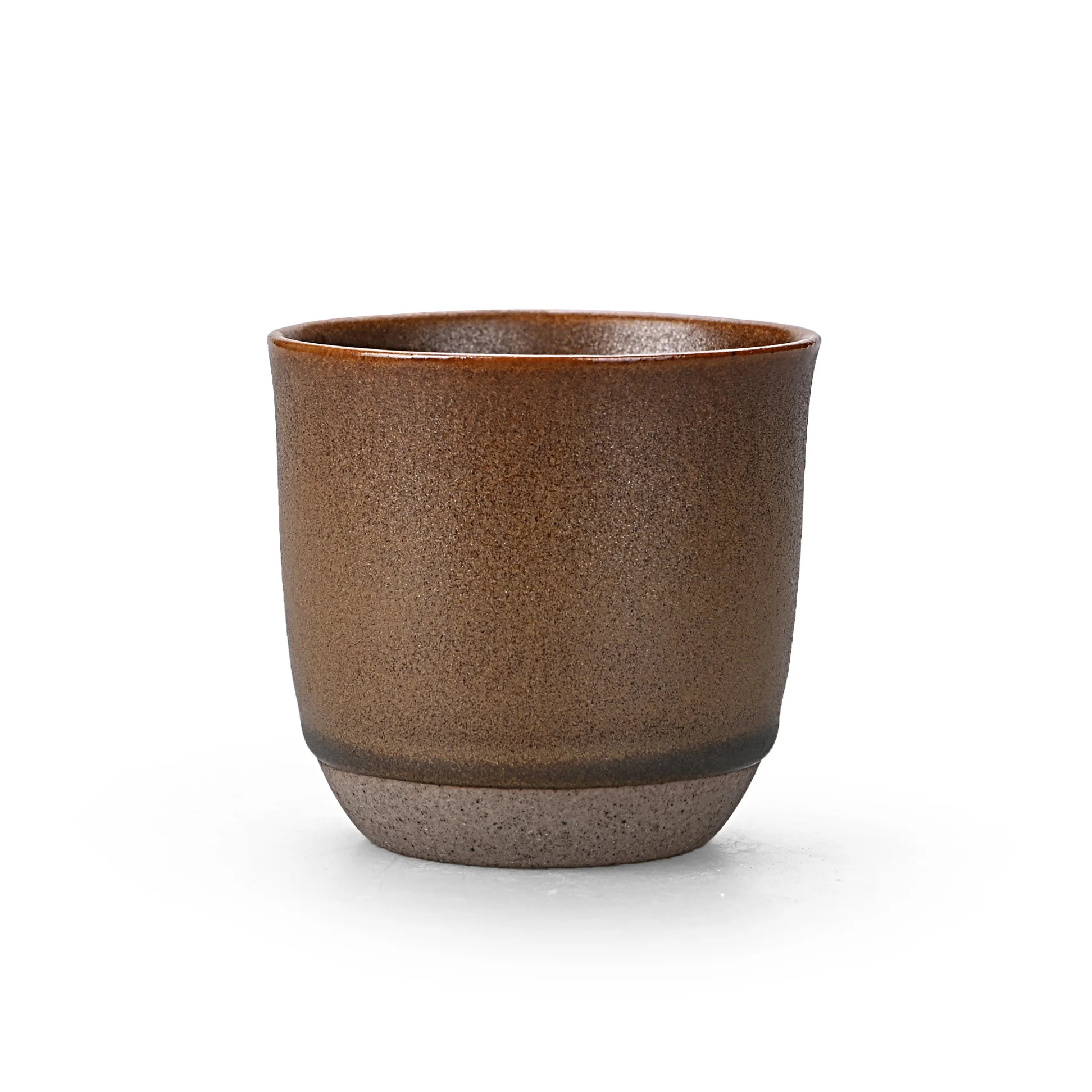 Natural Sandy Clay Cup Without Handle 130ml Japanese Style Porcelain Shiny Glaze Tea Cup OEM Ceramic Cup