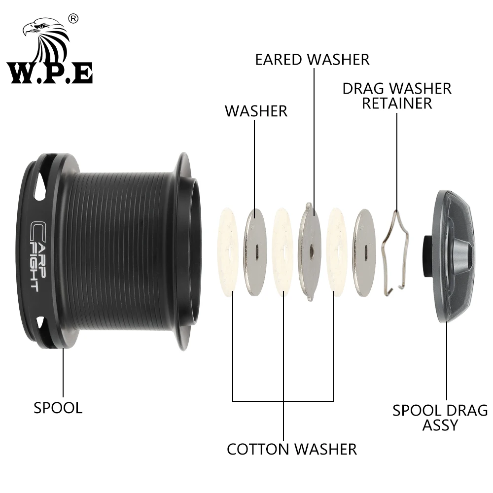 W.P.E CF 9000/9000T 4.4:1 9+1 BBs High Speed Metal Spool Spinning Reel Carp Fishing Tackles Fishing Wheel