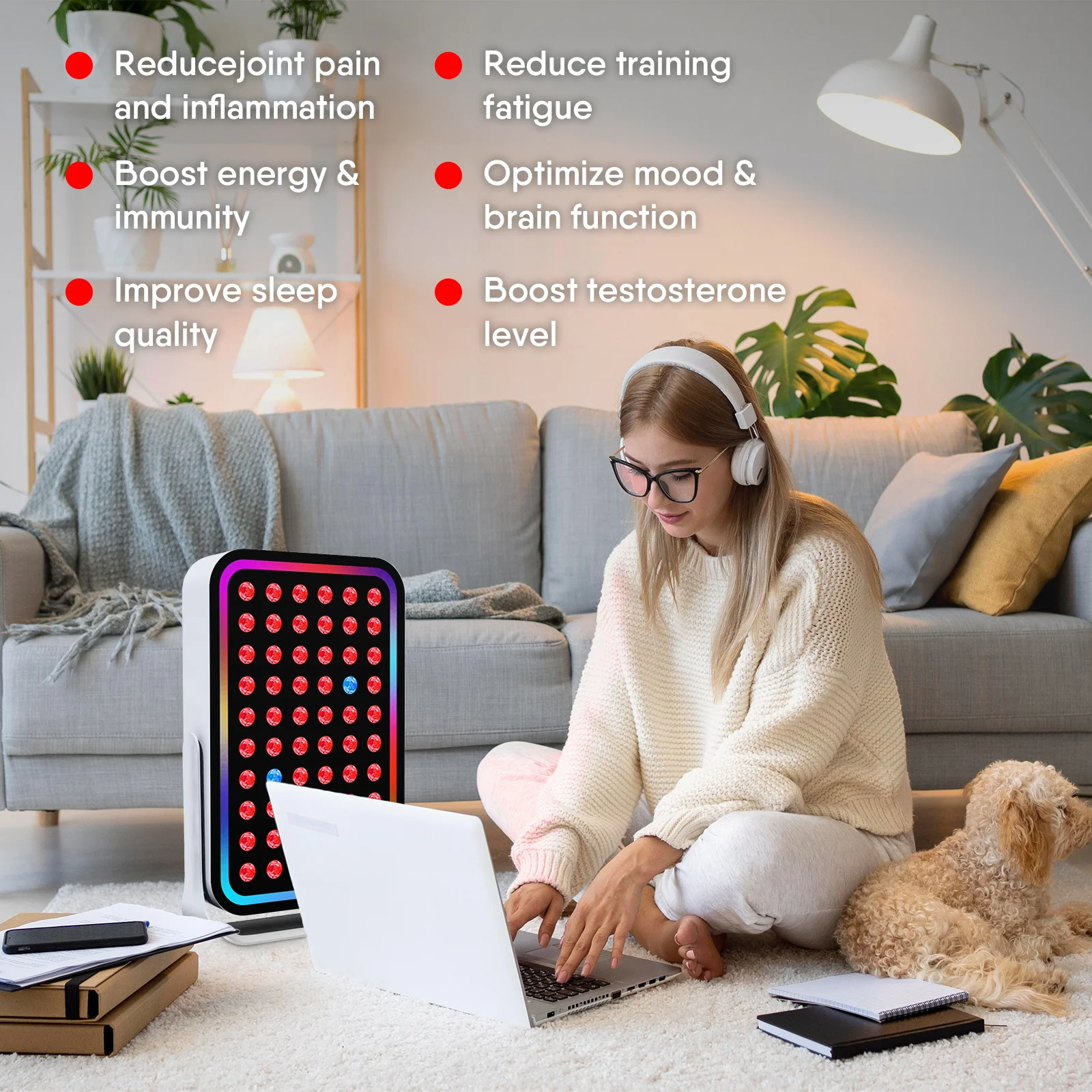 Платиновая красная световая панель RGB Изменение ближнего инфракрасного света терапия для ухода за кожей тела Красота и сон светодиодная