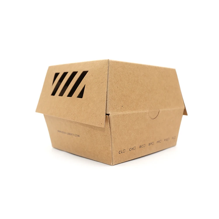 china supplier wholesale Hottest  Fried Chips Burger Fast Food packing box Custom Print Paper Hamburger Box Packaging