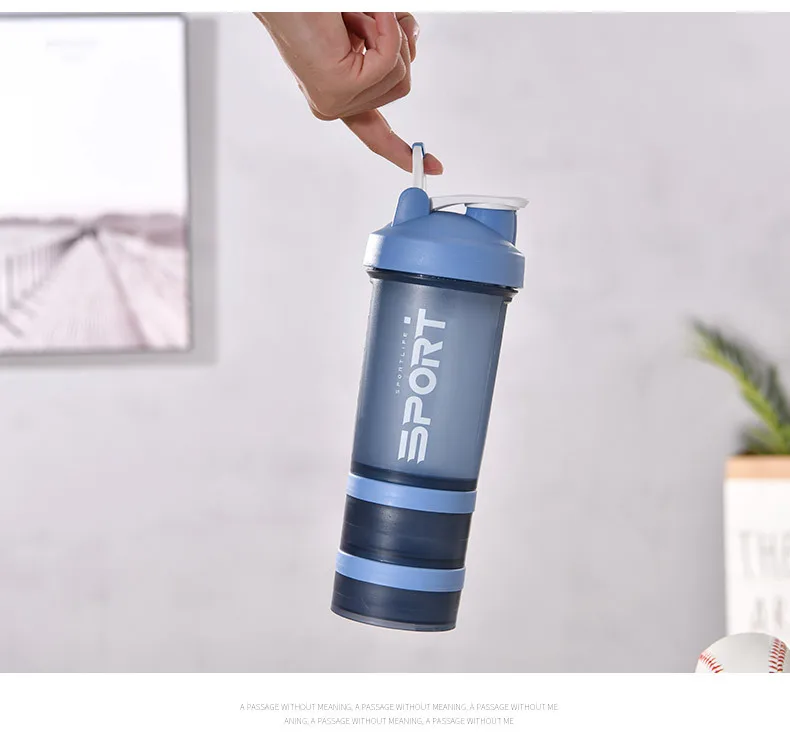 Protein Shaker Bottle with Three Part Twist Off Storage Gym shaker cups for protein shakes 450ml ,BPA Free, Leak Proof