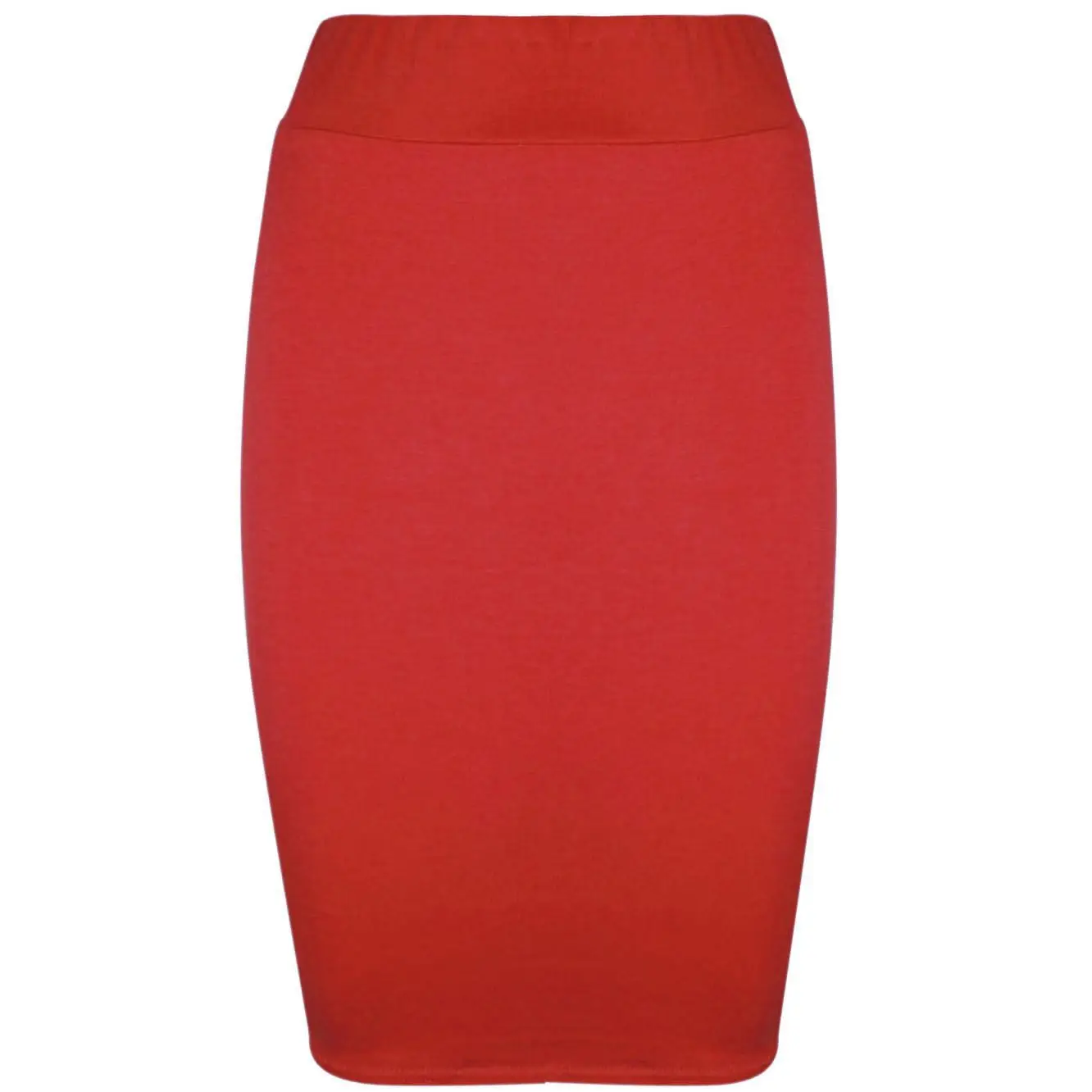 Solid Color Elastic Waist High Eastic Sexy Knee Length Pencil Skirts Bag Hip Skirt Women Trendy