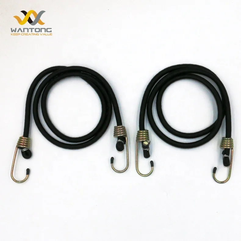 2 Pack 48 inch Adjustable elastic flat loop rope Heavy Duty tie down rubber Bungee Cord with metal hook