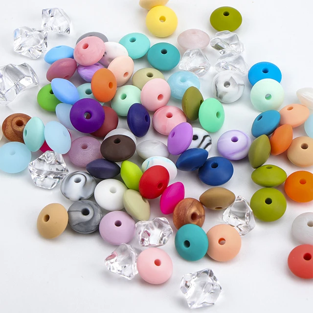 Wholesale 12mm Silicone Abacus Loose Beads Baby Chew Teething Soft Silicone Baby Bead For Jewelry Making