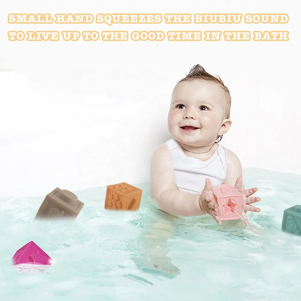 Montessori toy baby soft silicone ball stacking rings 3D cubes building blocks stacking toy set for infant sensory education toy