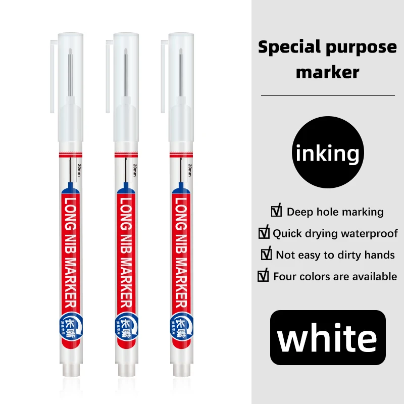 Water Resistance 20 mm Long Nib Markers Deep Hole Marker Pen for Production Mark Woodworking Marker Long Nib Pen