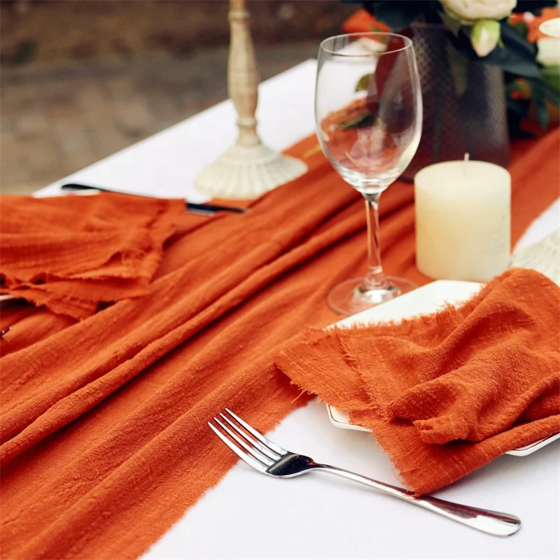 Long Cotton Linen Table Runners for Rustic Home Decorations Dining Room Wedding Decor