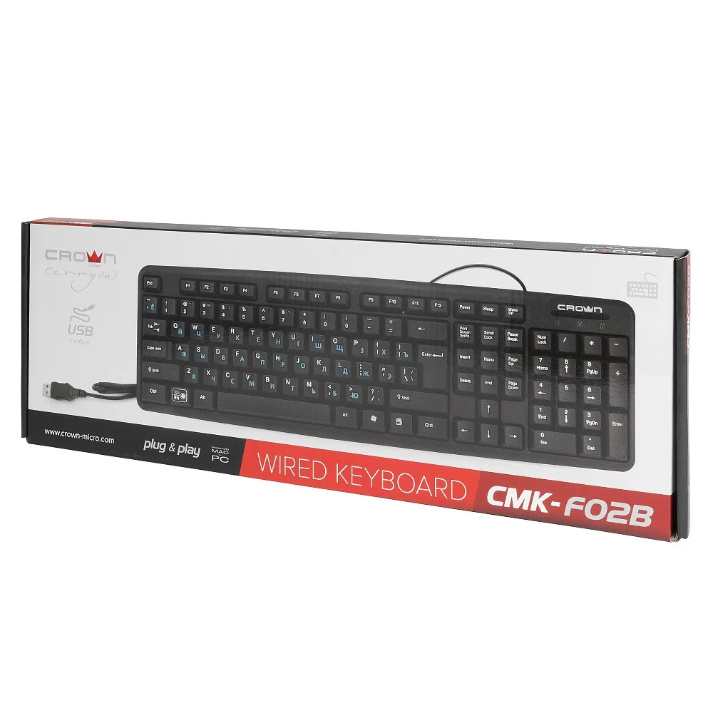 Crown  Micro wired  english arabic keyboard office and company home use CMK-F02B