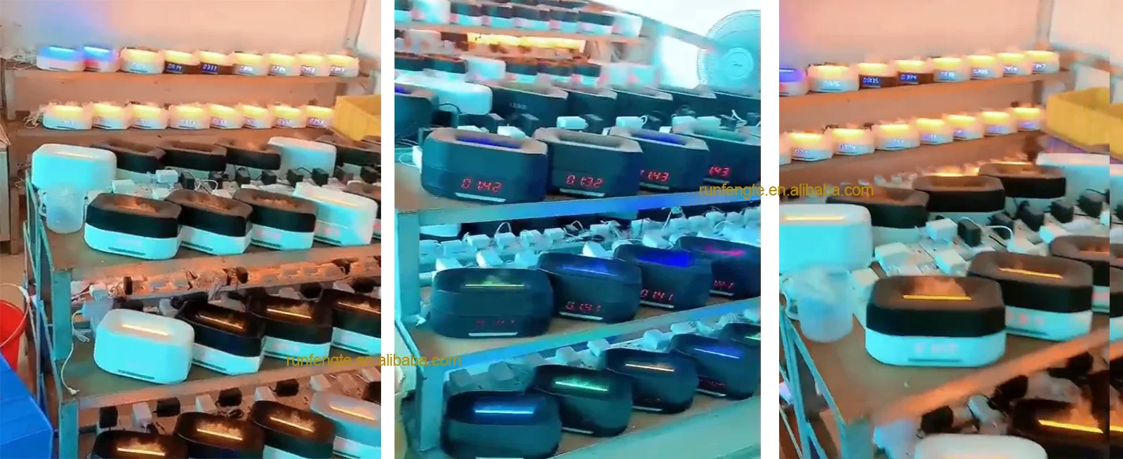 400ML Simulation Flame Aromatherapy Machine Time Alarm Clock Wireless Speaker Humidifier Large Capacity