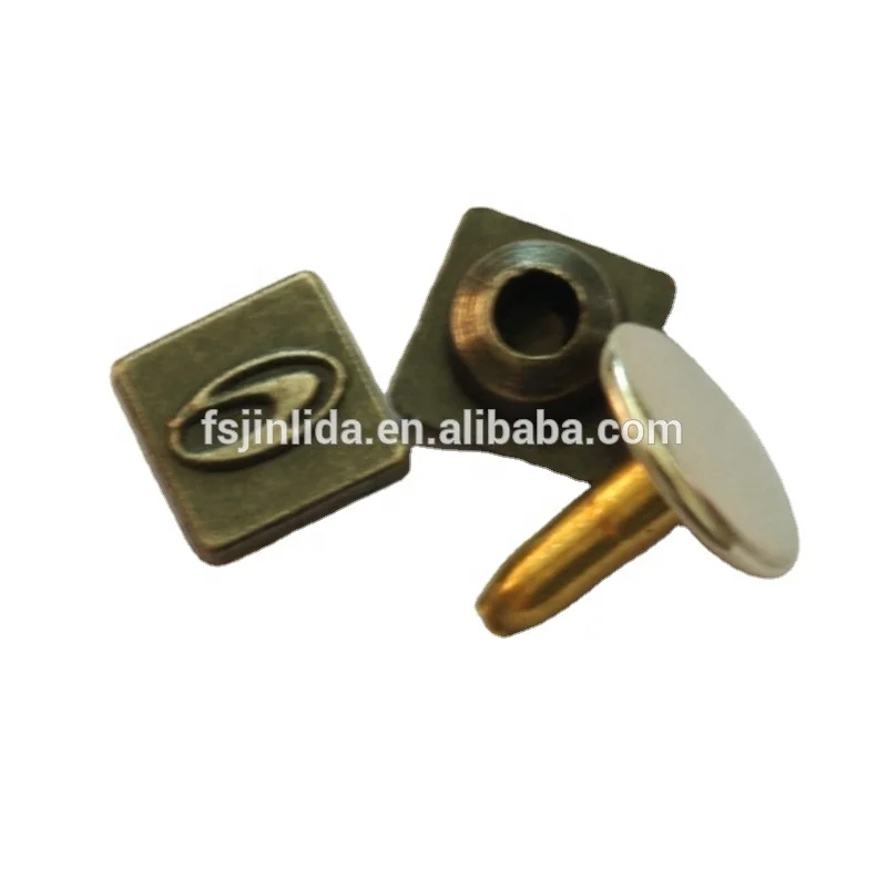 7mm metal denim garment square shape custom LOGO jeans rivet studs for clothing