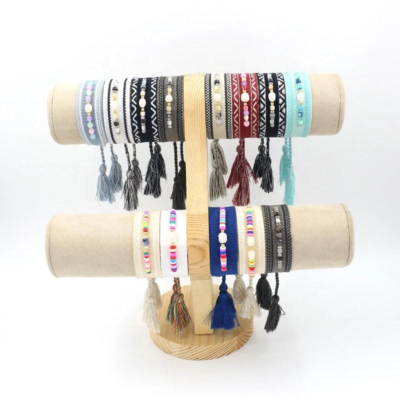 Ethnic Accessories Boho Wrist Strap Beaded Colorful Web Fringe Adjustable Charm Bracelet For Women