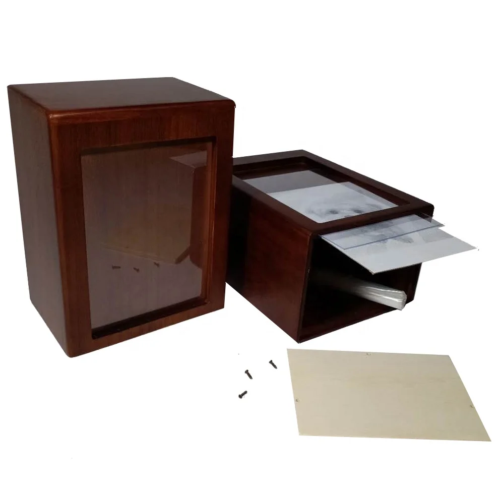 Made In China Photo Frame Custom Simple Paulownia Wood Funerary Human Or Pet Urns Wooden Cinerary Casket