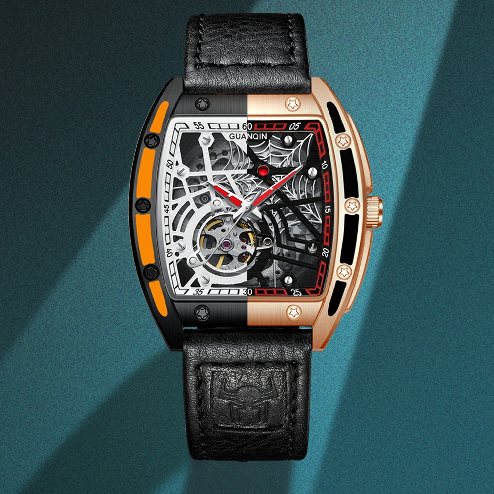 GUANQIN 2021 Luxury Square-Style Business Men Tourbillon Waterproof Mechanical Watch relogio masculino