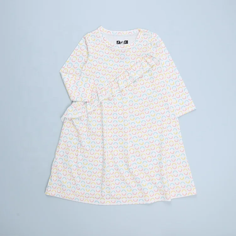 Custom Print Lovely Baby Girls Dress Casual Party Clothing with Long Sleeve and Ankle Length for Autumn for Children