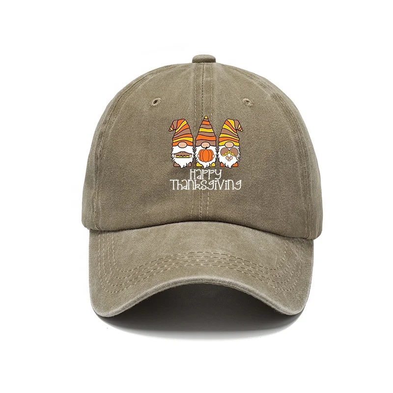 2024 New Custom thanksgiving Decorations Gift 6 Panel Outdoor Turkey Vintage Washed Cotton Casual Baseball Trucker Hats Dad Cap