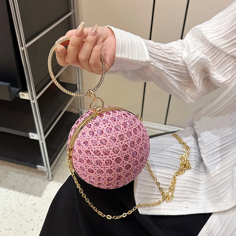 New Factory Wholesale  Circular Evening clutch Bag Crystal Dinner Party Wedding Purses and handbag luxury Designer shoulder bag