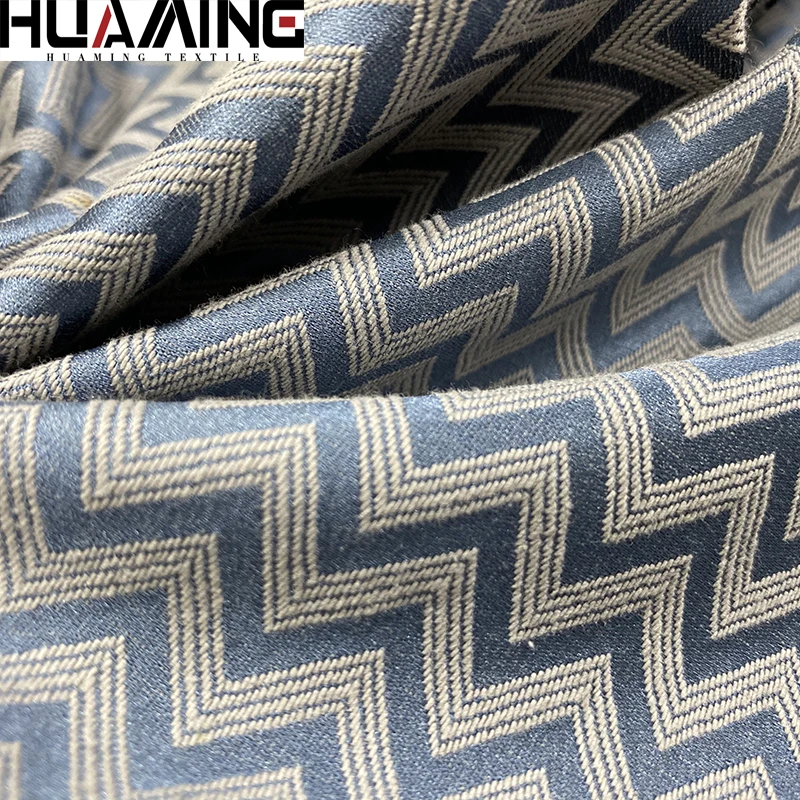2022 Latest Design Blue Yarn Dyed Hign Density Woven Embroidered Fabric for Upholstery Home Textile Cushion
