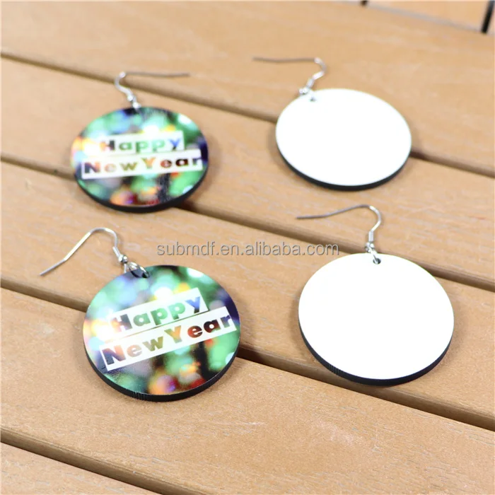 MDFSUB New Fashionable Circle Sublimation Earrings Blank Double Sided Round Mdf Blank Sublimation Earrings Jewelry Pendant