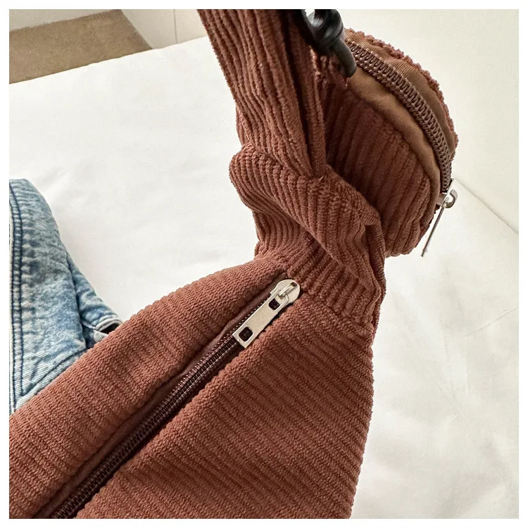 New New Dumpling Bag Corduroy Retro Messenger Bag Japanese And Korean Minimalist Style Shoulder Bag For Women