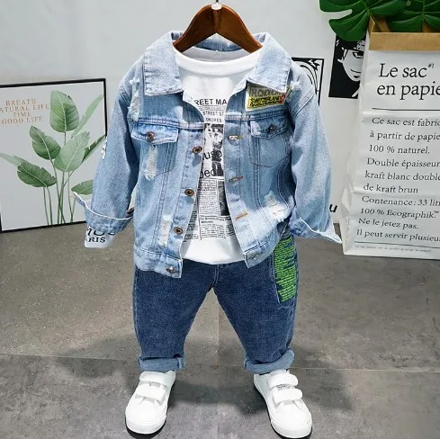 
Spring Autumn Kid Boy Clothing Jeans Jacket T-shirt and Jeans Pant Children Clothing Set 