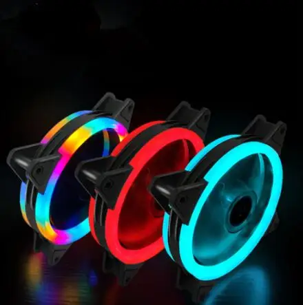  Бесшумный вентилятор с RGB-светодиодами 120 мм 12 см В постоянного тока 3 контакта