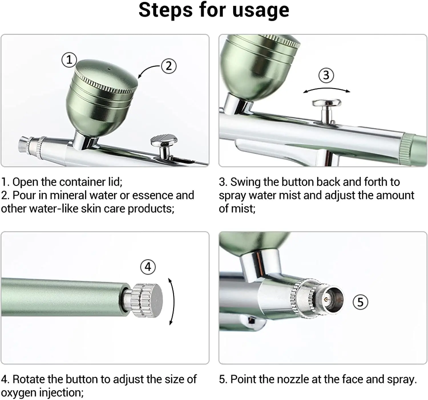 Pakiss Mini Airbrush kit Portable Rechargeable Cordless Airbrush Compressor Nano-oxygen injection