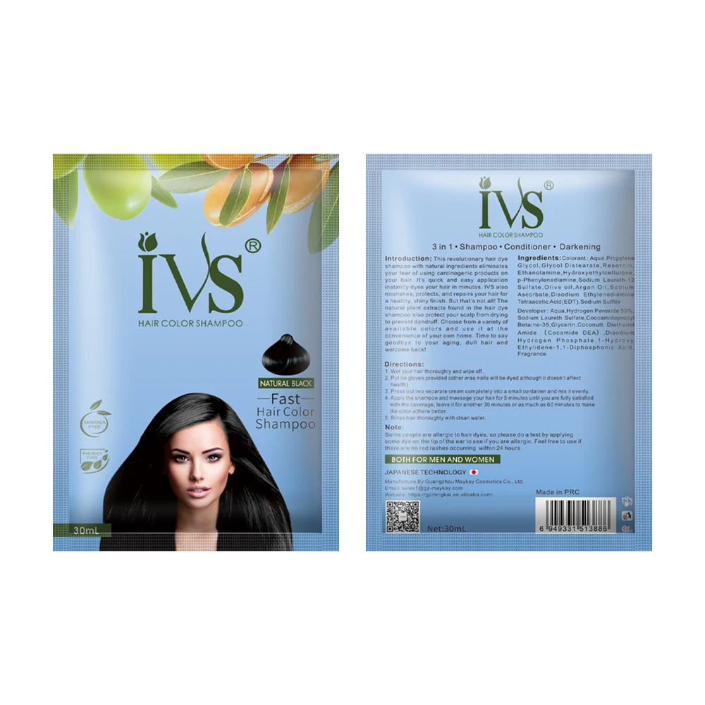 15 years experience Guangzhou hair dye factory manufacture professional black hair shampoo natural black hair color shampoo