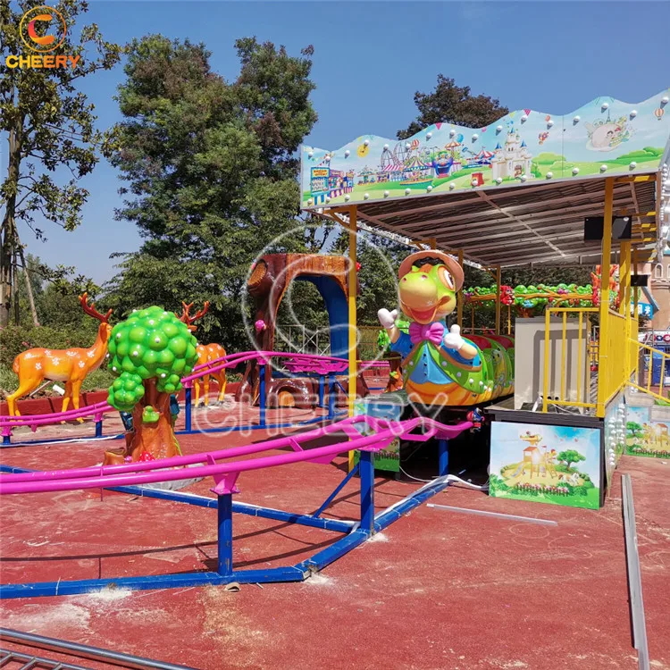 Customized theme park equipment kiddie game cheap 12 seats sliding Dinosaur roller coaster rides sale