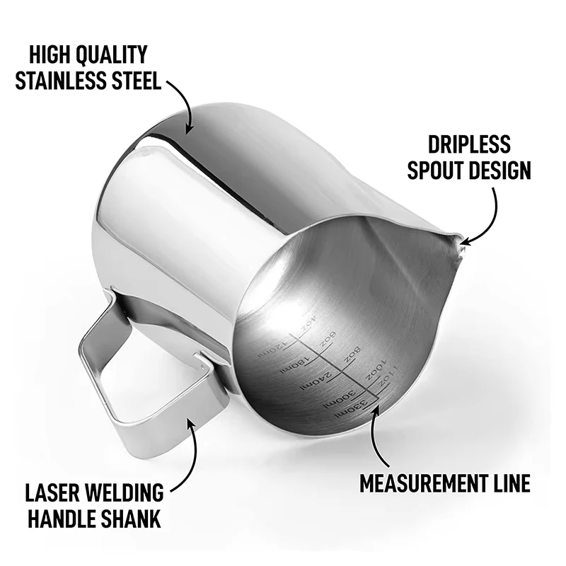 hot sale milk jug pitcher small 350ml stainless steel vintage metal latte art milk frothing pitcher coffee milk jug