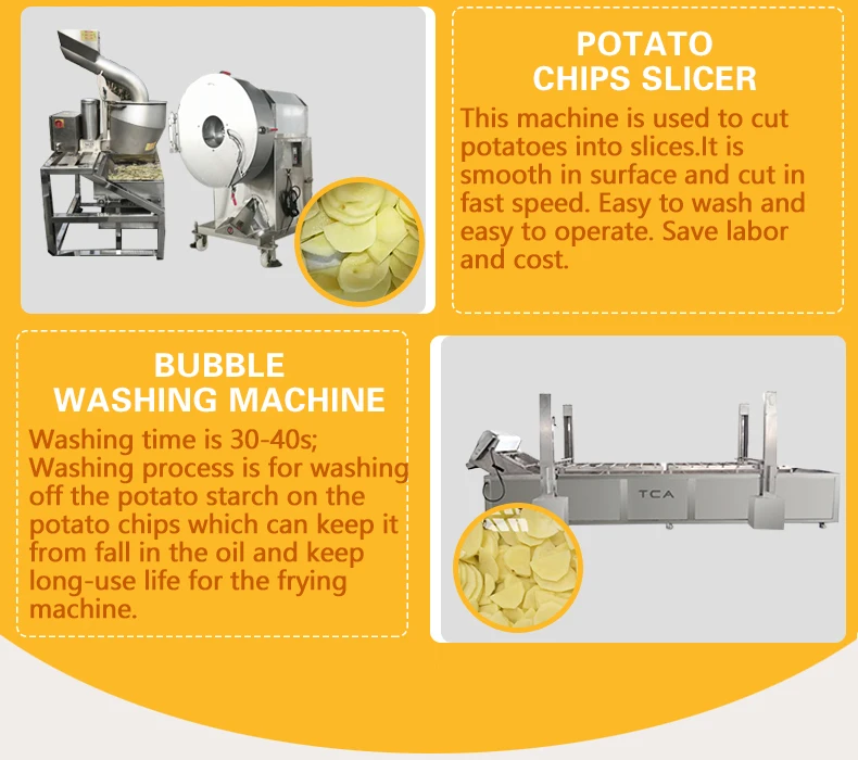 100-500kg/h SUS 304 potatoes chips making machine production line of potato machinery to
