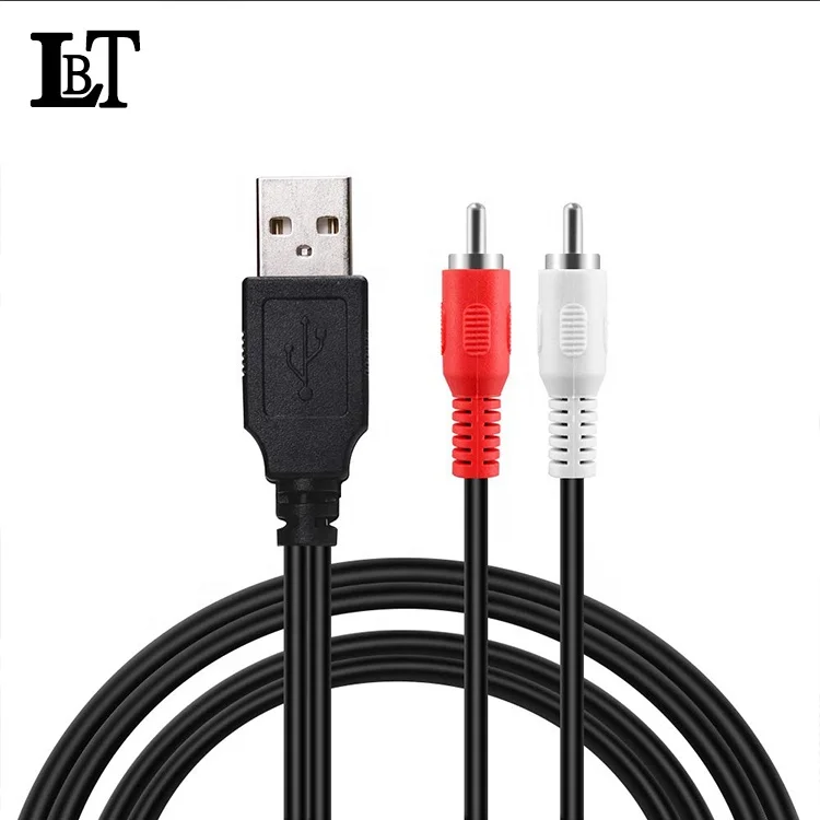 LBT Hot  5 Feet/1.5m USB 2.0 Male/Female to 2 RCA Male Jack Splitter Audio Video AV Composite Adapter Cord Cable (USB M/2RCA M)