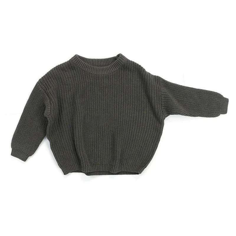 Spring Solid Color Icing Knitted O-Neck Long Sleeves Twist Kid Clothing Baby Girls Sweater